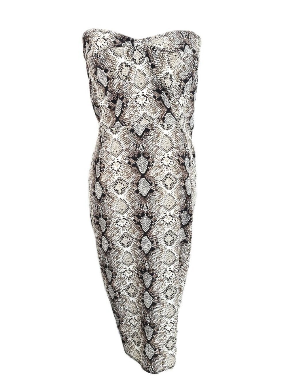 NWT Pretty Little Thing Snakeskin Taupe Sexy Corset MiDi Dress Women Size Large